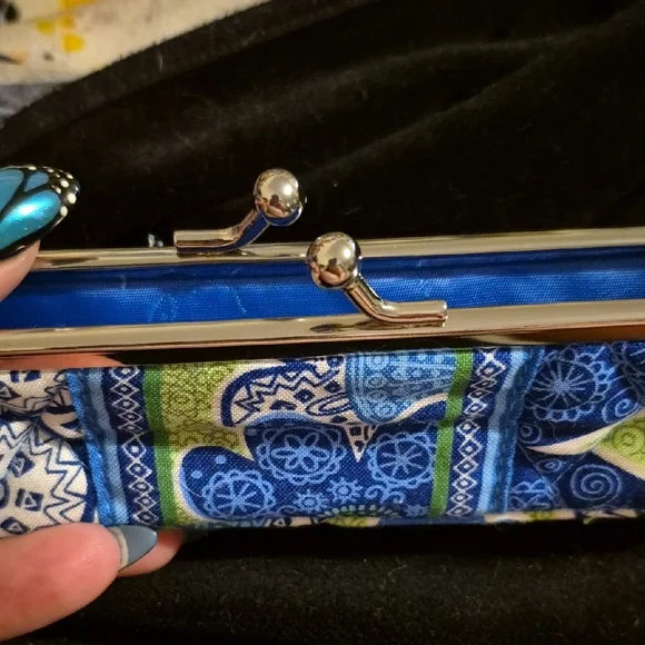 Vera Bradley Blue and Green Cosmetic Bag with Artistic Patterns - Picture 4 of 4